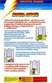 Box back cover for Danger Mouse in the Black Forest Chateau on the Commodore 64.