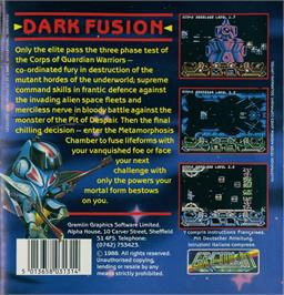 Box back cover for Dark Fusion on the Commodore 64.