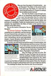 Box back cover for Deceptor on the Commodore 64.