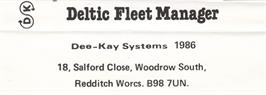 Box back cover for Deltic Fleet Manager on the Commodore 64.