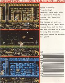 Box back cover for Demon's Kiss on the Commodore 64.