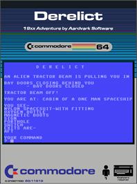 Box back cover for Derelict on the Commodore 64.