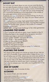 Box back cover for Desert Rat on the Commodore 64.