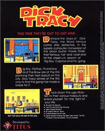 Box back cover for Dick Tracy on the Commodore 64.