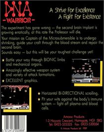 Box back cover for Dna Warrior on the Commodore 64.