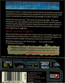 Box back cover for Dominator (System 3) on the Commodore 64.