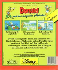 Box back cover for Donald's Alphabet Chase on the Commodore 64.