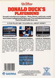 Box back cover for Donald Duck's Playground on the Commodore 64.
