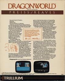 Box back cover for Dragon World on the Commodore 64.