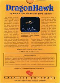 Box back cover for Dragonhawk on the Commodore 64.