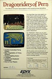 Box back cover for Dragonriders of Pern on the Commodore 64.