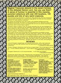 Box back cover for Dungeon Adventure on the Commodore 64.