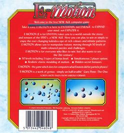 Box back cover for E-Motion on the Commodore 64.