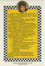 Box back cover for Eddie Kidd Jump Challenge on the Commodore 64.