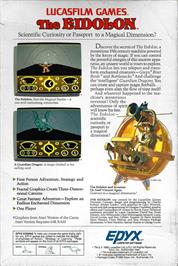 Box back cover for Eidolon, The on the Commodore 64.