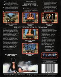 Box back cover for Elvira 2 on the Commodore 64.