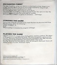Box back cover for Enchanted Forest on the Commodore 64.