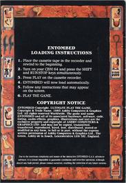 Box back cover for Entombed on the Commodore 64.