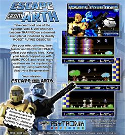Box back cover for Escape From Arth on the Commodore 64.