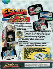 Box back cover for Escape from the Planet of the Robot Monsters on the Commodore 64.