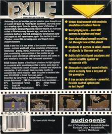 Box back cover for Exile on the Commodore 64.