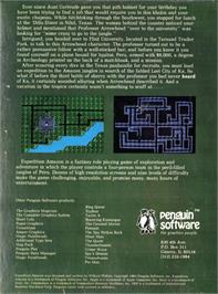 Box back cover for Expedition Amazon on the Commodore 64.