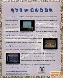 Box back cover for Eye of Horus on the Commodore 64.
