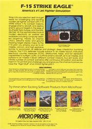 Box back cover for F-15 Strike Eagle on the Commodore 64.