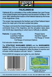 Box back cover for Falklands 82 on the Commodore 64.