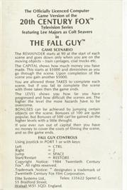 Box back cover for Fall Guy on the Commodore 64.