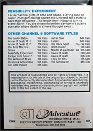 Box back cover for Feasibility Experiment on the Commodore 64.