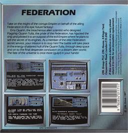 Box back cover for Federation on the Commodore 64.