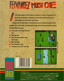 Box back cover for Fernandez Must Die on the Commodore 64.