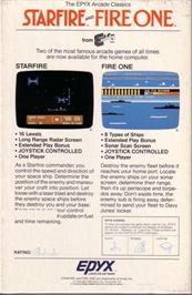 Box back cover for Fire One on the Commodore 64.