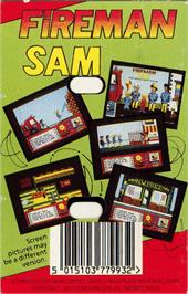 Box back cover for Fireman Sam on the Commodore 64.
