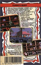 Box back cover for Flimbo's Quest on the Commodore 64.
