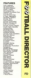 Box back cover for Football Director on the Commodore 64.