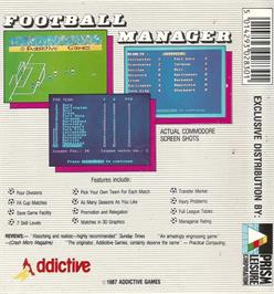 Box back cover for Football Manager on the Commodore 64.