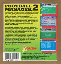 Box back cover for Football Manager 2 on the Commodore 64.