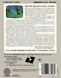Box back cover for Forbidden Forest on the Commodore 64.