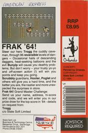 Box back cover for Frak! on the Commodore 64.
