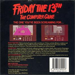 Box back cover for Friday the 13th on the Commodore 64.
