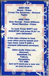 Box back cover for Frosty the Snowman on the Commodore 64.