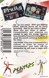 Box back cover for Fruity on the Commodore 64.