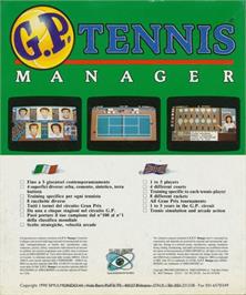 Box back cover for G.P. Tennis Manager on the Commodore 64.