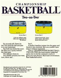 Box back cover for GBA Championship Basketball: Two-on-Two on the Commodore 64.