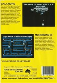 Box back cover for Galaxions on the Commodore 64.