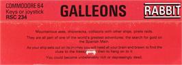 Box back cover for Galleons on the Commodore 64.