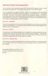 Box back cover for Gangster on the Commodore 64.