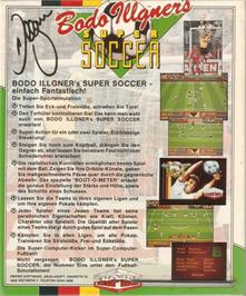 Box back cover for Gazza's Super Soccer on the Commodore 64.
